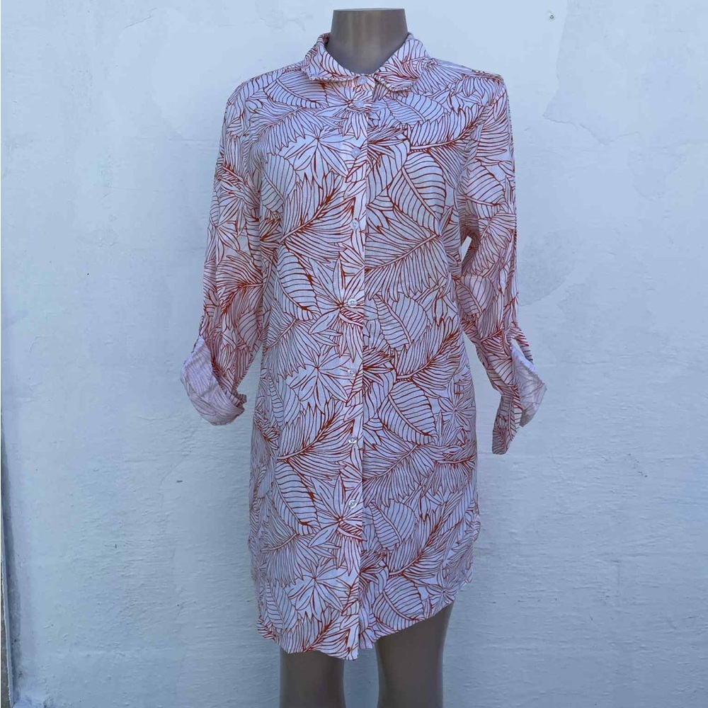 Jessica London Red and White Leaf Print Midi Dress